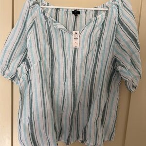 Talbot’s Gauze Striped Blue and White Women's Top LP-loose fit